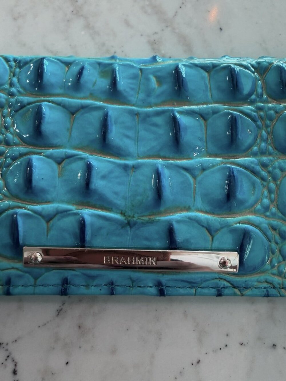 Women’s Brahmin Ady Wallet Peacock Blue Genuine Leather - Picture 2 of 7